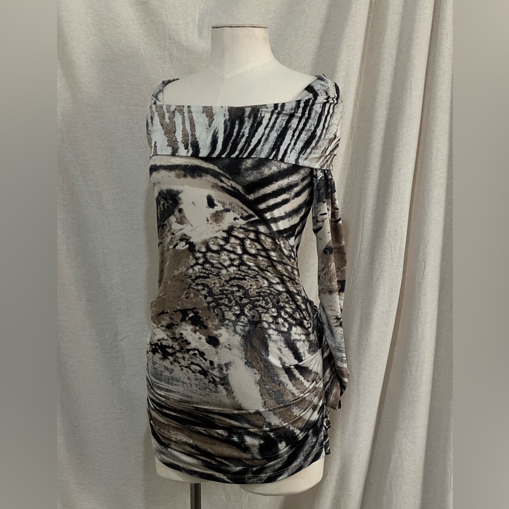 Chic Animal Print Dress - cowl neck or off the shoulder